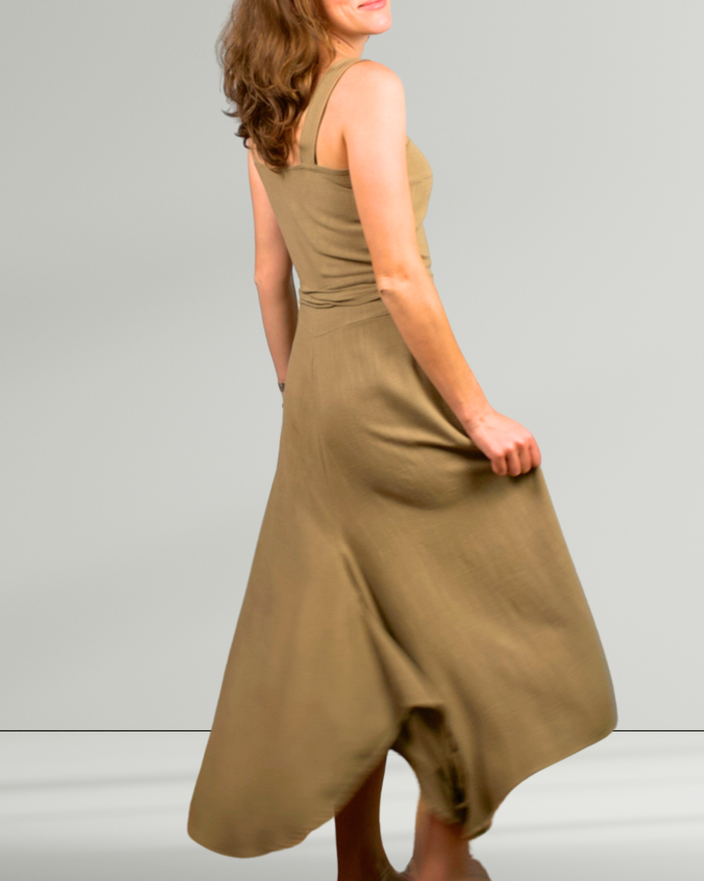 Pre-Order / Linen Blend Modern Gibson Reformed Dress - Mushroom
