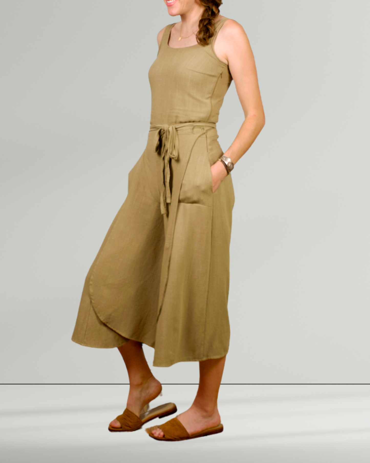 Pre-Order / Linen Blend Modern Gibson Reformed Dress - Mushroom