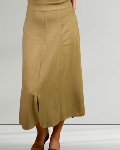 Pre-Order / Linen Blend Modern Gibson Reformed Dress - Mushroom